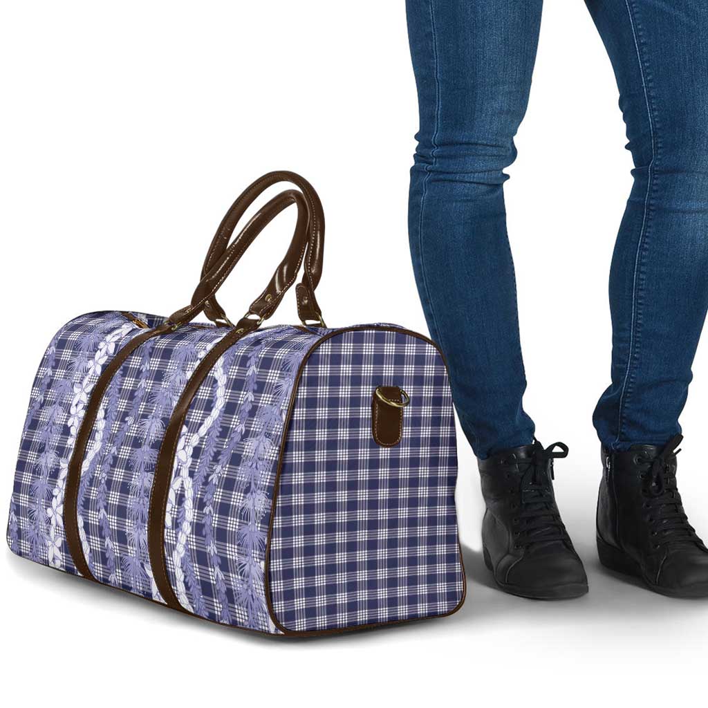 Hawaiian Ohia Lehua Lei Travel Bag Plaid Palaka Uliuli hohonu Pattern - Polynesian Pride
