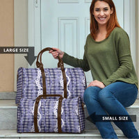Hawaiian Ohia Lehua Lei Travel Bag Plaid Palaka Uliuli hohonu Pattern - Polynesian Pride