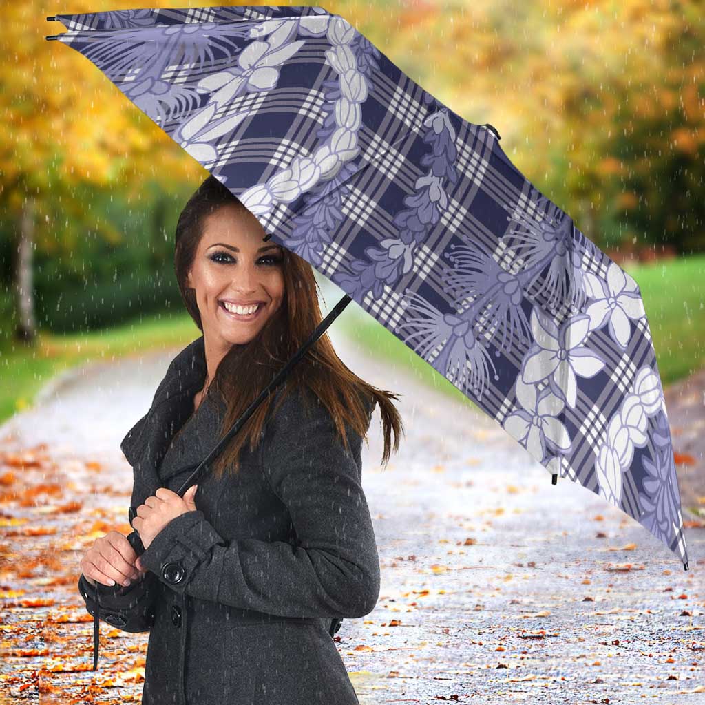 Hawaiian Ohia Lehua Lei Umbrella Plaid Palaka Uliuli hohonu Pattern - Polynesian Pride