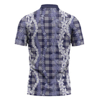 Hawaiian Ohia Lehua Lei Zipper Polo Shirt Plaid Palaka Uliuli hohonu Pattern LT9 - Polynesian Pride