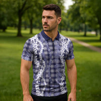 Hawaiian Ohia Lehua Lei Zipper Polo Shirt Plaid Palaka Uliuli hohonu Pattern LT9 - Polynesian Pride