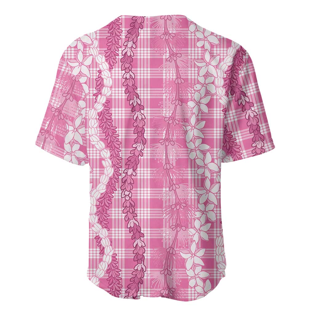 Hawaiian Ohia Lehua Lei Baseball Jersey Plaid Palaka Akala Pattern LT9 - Polynesian Pride