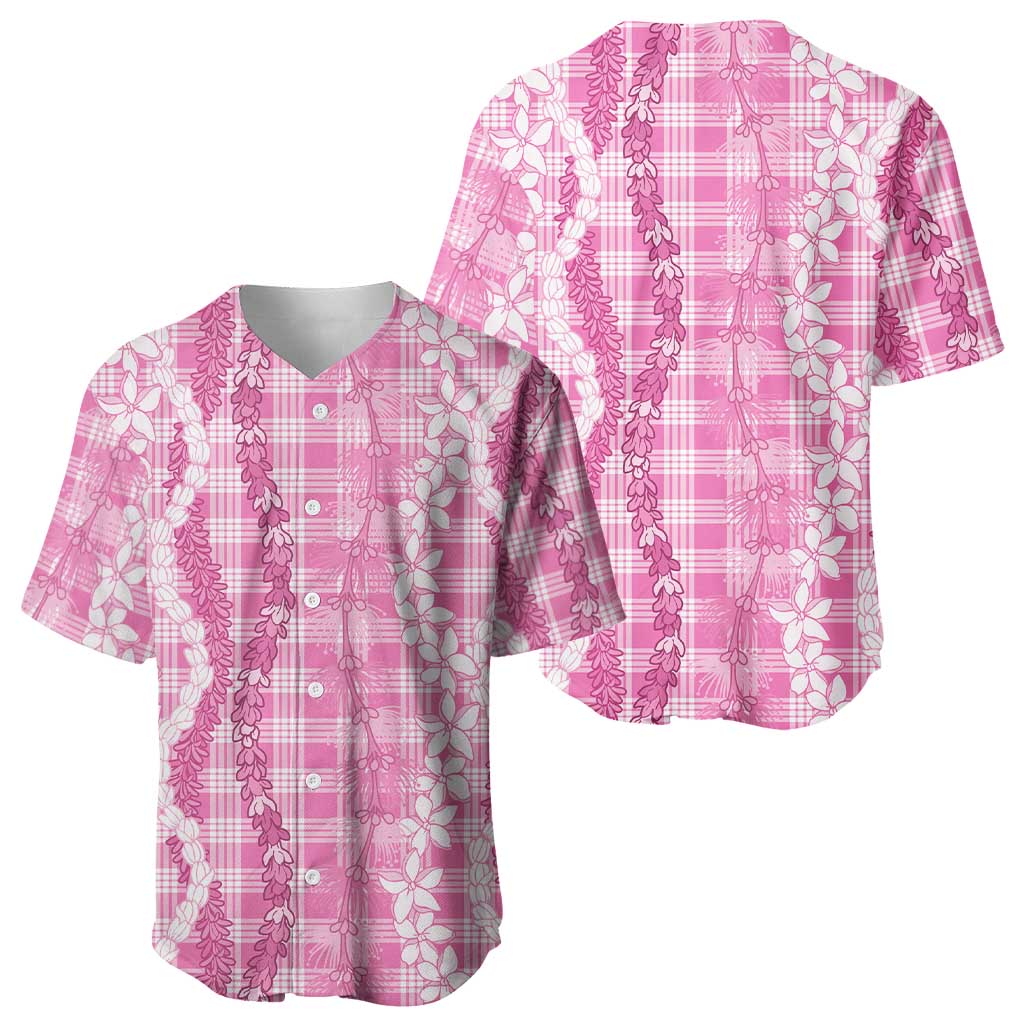 Hawaiian Ohia Lehua Lei Baseball Jersey Plaid Palaka Akala Pattern LT9 - Polynesian Pride