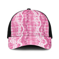 Hawaiian Ohia Lehua Lei Baseball Net Cap Plaid Palaka Akala Pattern - Polynesian Pride