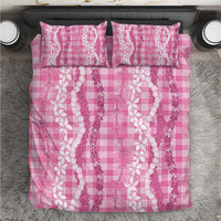 Hawaiian Ohia Lehua Lei Bedding Set Plaid Palaka Akala Pattern - Polynesian Pride