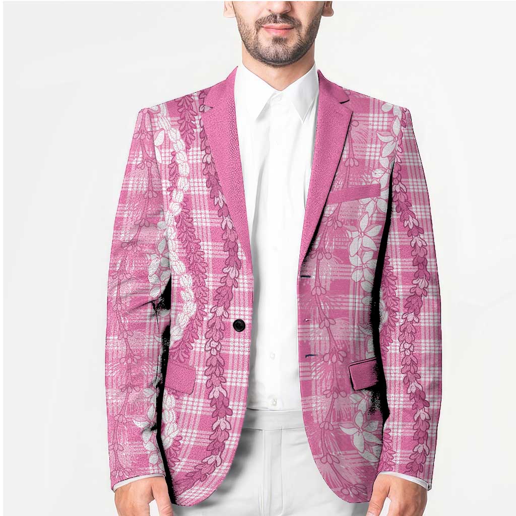 Hawaiian Ohia Lehua Lei Blazer Plaid Palaka Akala Pattern - Polynesian Pride