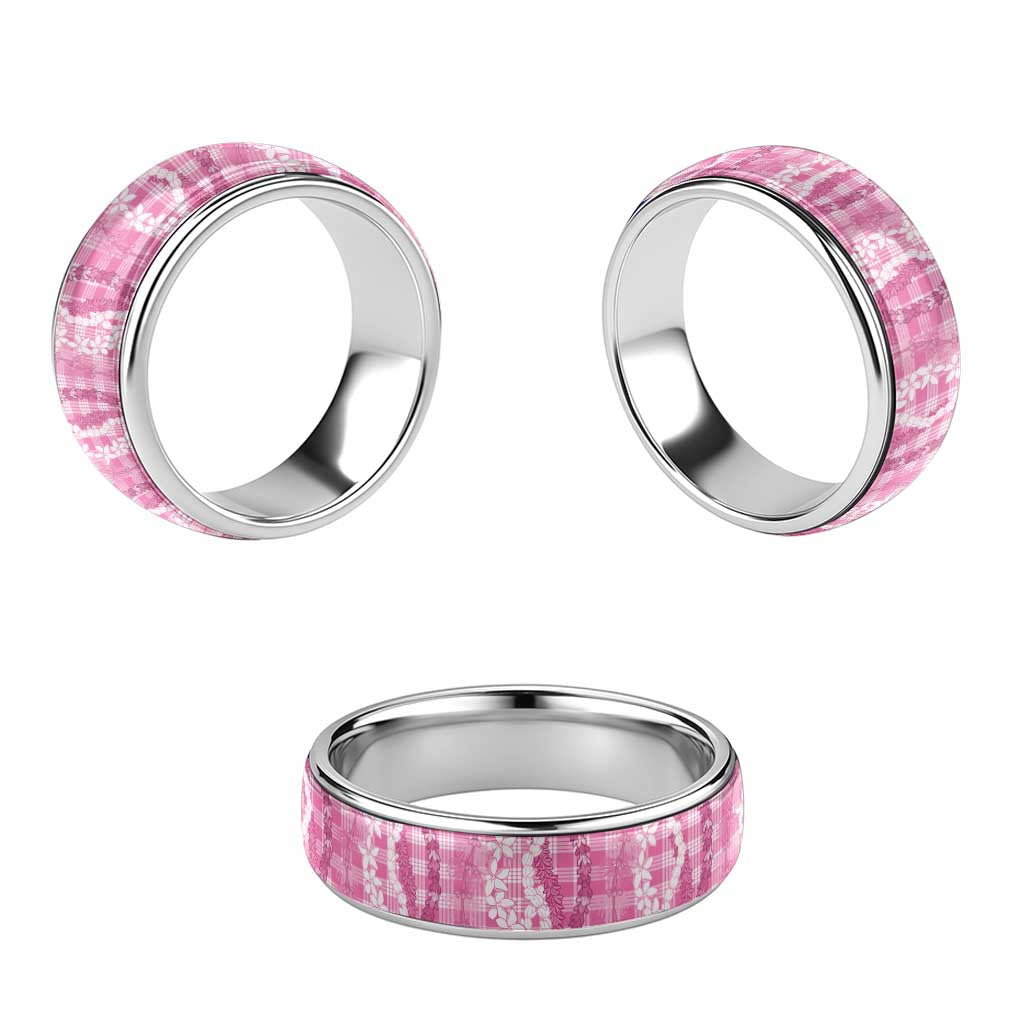 Hawaiian Ohia Lehua Lei Classic Ring Plaid Palaka Akala Pattern - Polynesian Pride