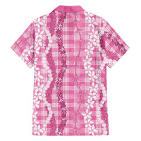 Hawaiian Ohia Lehua Lei Family Matching Off Shoulder Maxi Dress and Hawaiian Shirt Plaid Palaka Akala Pattern LT9 - Polynesian Pride