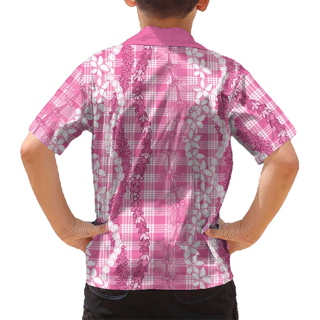 Hawaiian Ohia Lehua Lei Family Matching Off Shoulder Short Dress and Hawaiian Shirt Plaid Palaka Akala Pattern LT9 - Polynesian Pride