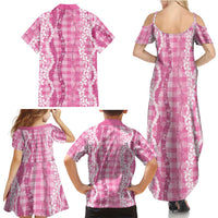 Hawaiian Ohia Lehua Lei Family Matching Summer Maxi Dress and Hawaiian Shirt Plaid Palaka Akala Pattern LT9 - Polynesian Pride