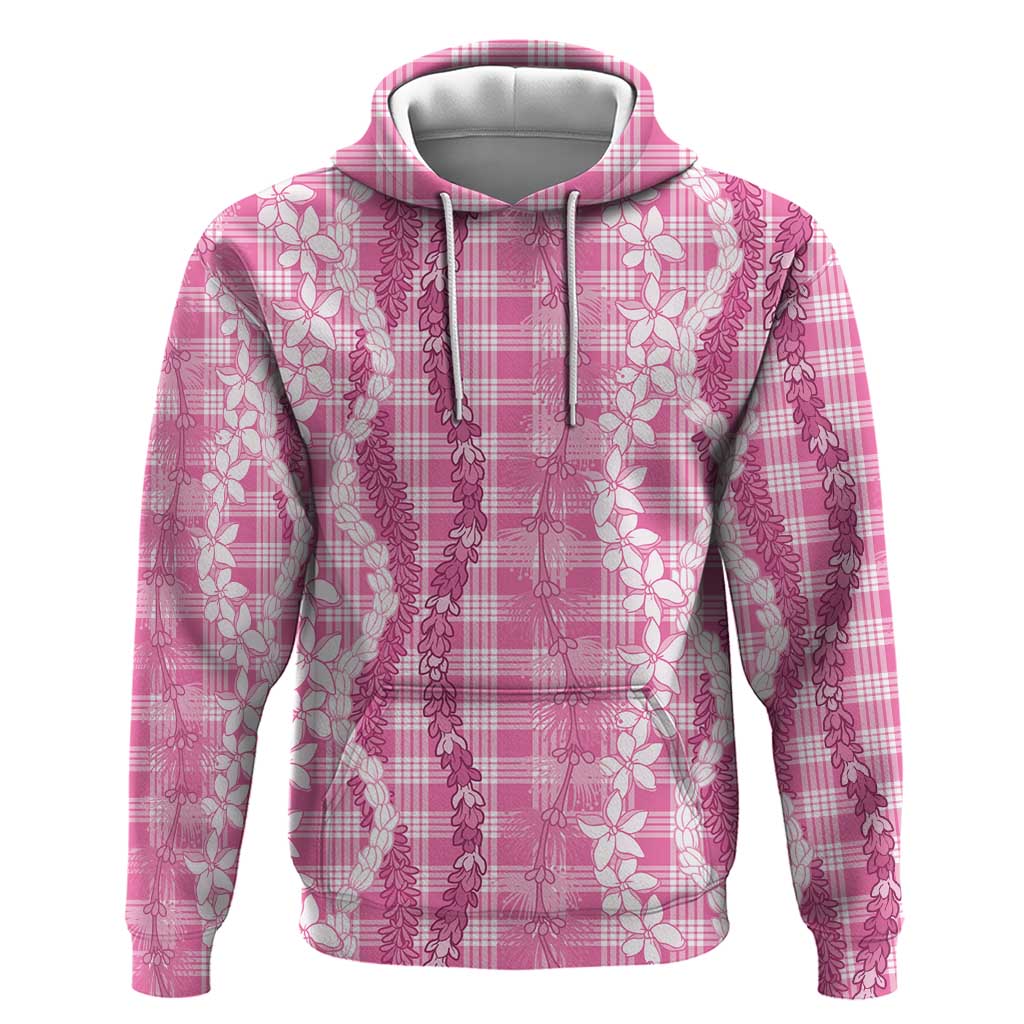 Hawaiian Ohia Lehua Lei Hoodie Plaid Palaka Akala Pattern - Polynesian Pride