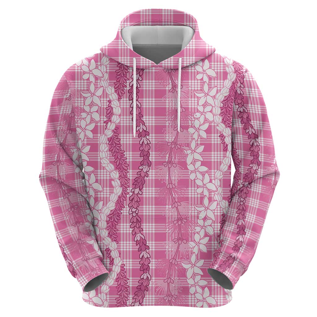 Hawaiian Ohia Lehua Lei Hoodie Plaid Palaka Akala Pattern - Polynesian Pride