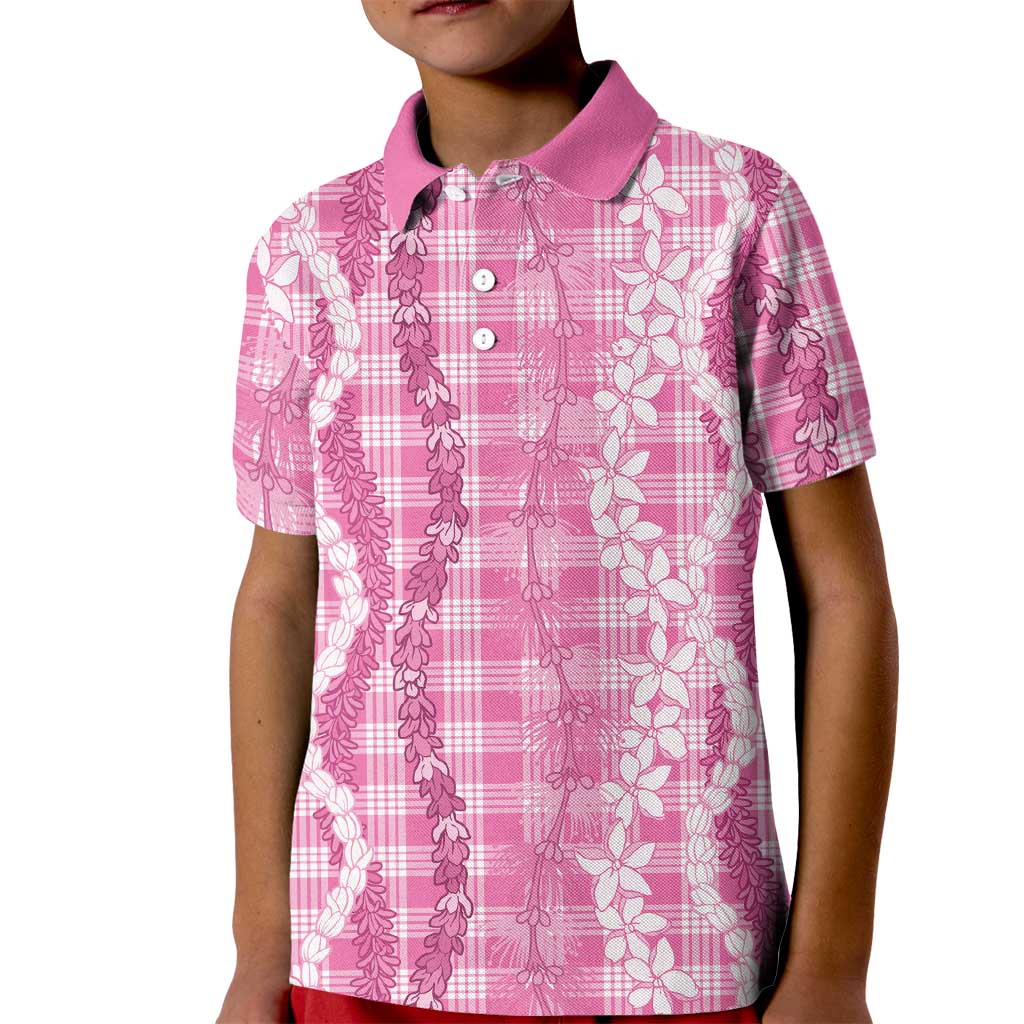 Hawaiian Ohia Lehua Lei Kid Polo Shirt Plaid Palaka Akala Pattern - Polynesian Pride