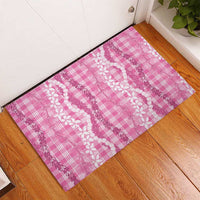 Hawaiian Ohia Lehua Lei Rubber Doormat Plaid Palaka Akala Pattern LT9 - Polynesian Pride