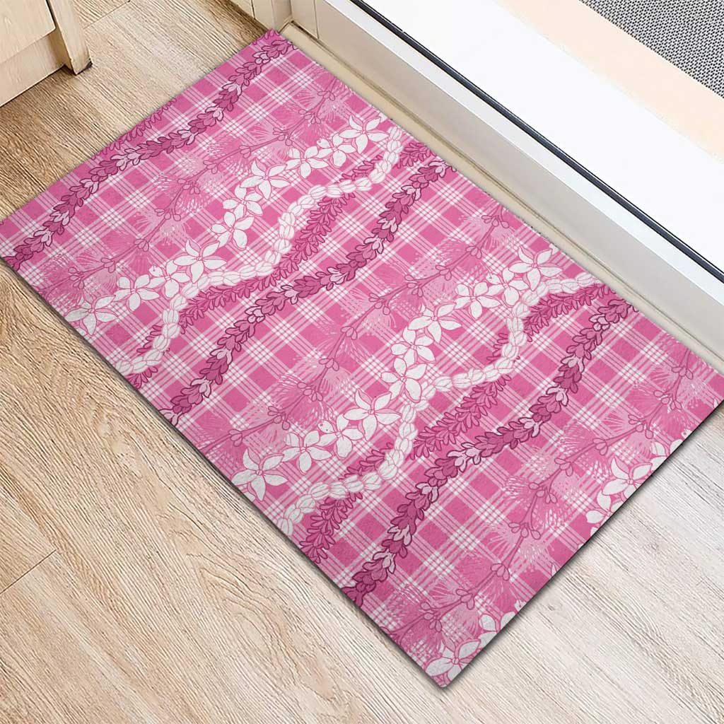 Hawaiian Ohia Lehua Lei Rubber Doormat Plaid Palaka Akala Pattern LT9 - Polynesian Pride