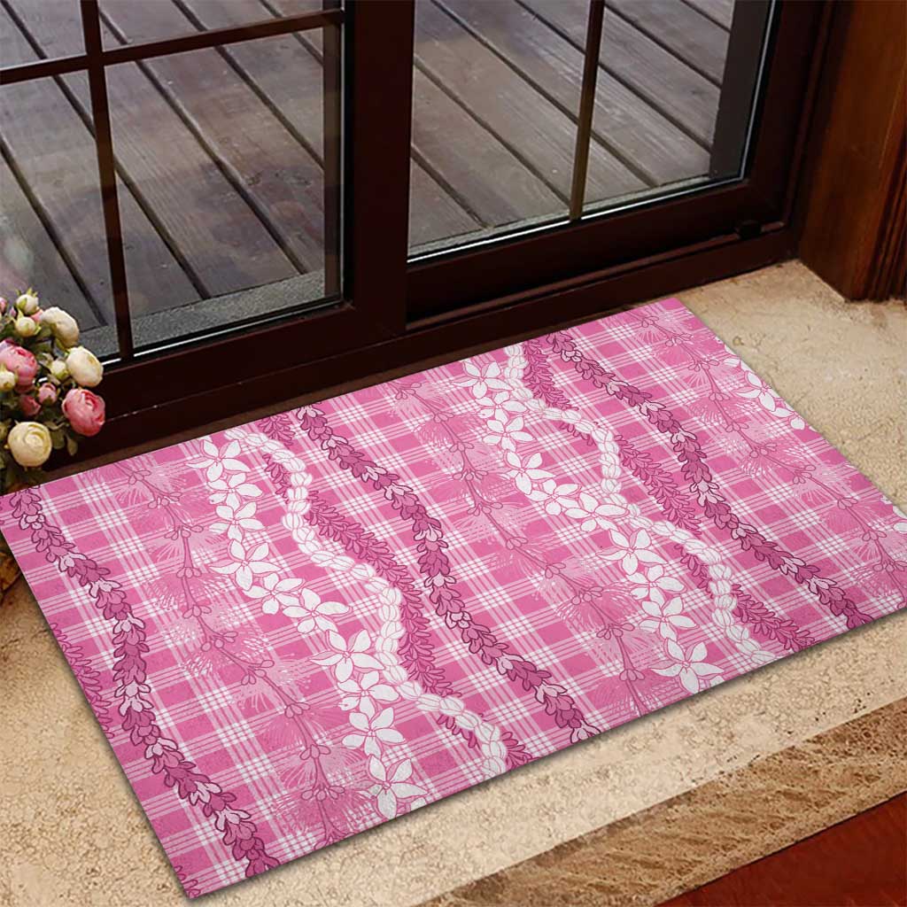 Hawaiian Ohia Lehua Lei Rubber Doormat Plaid Palaka Akala Pattern LT9 - Polynesian Pride
