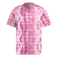 Hawaiian Ohia Lehua Lei Rugby Jersey Plaid Palaka Akala Pattern - Polynesian Pride
