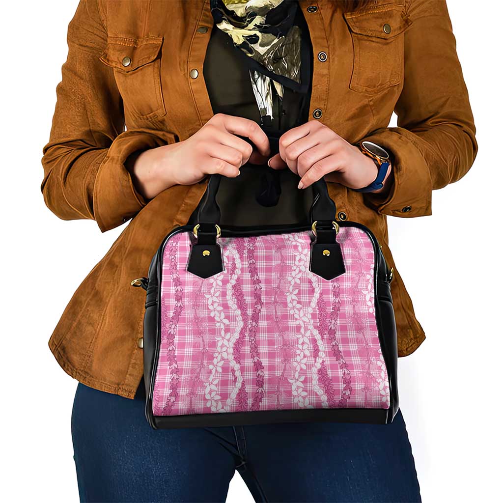 Hawaiian Ohia Lehua Lei Shoulder Handbag Plaid Palaka Akala Pattern - Polynesian Pride