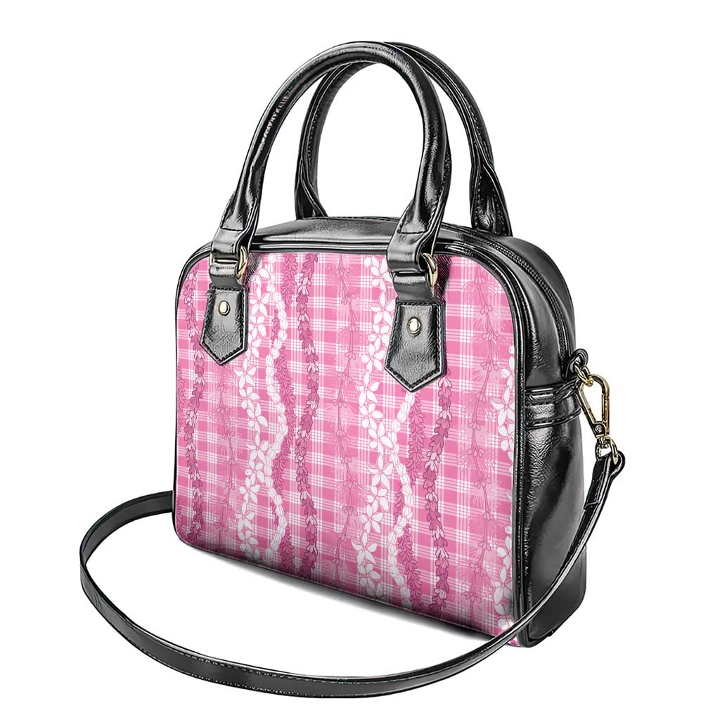 Hawaiian Ohia Lehua Lei Shoulder Handbag Plaid Palaka Akala Pattern - Polynesian Pride