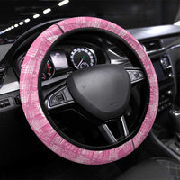 Hawaiian Ohia Lehua Lei Steering Wheel Cover Plaid Palaka Akala Pattern LT9 Universal Fit Pink - Polynesian Pride
