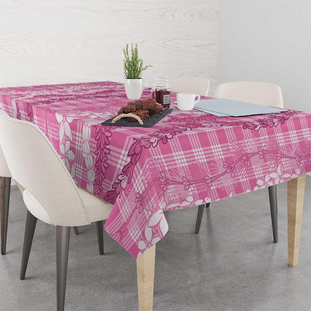 Hawaiian Ohia Lehua Lei Tablecloth Plaid Palaka Akala Pattern - Polynesian Pride