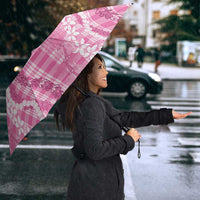 Hawaiian Ohia Lehua Lei Umbrella Plaid Palaka Akala Pattern - Polynesian Pride