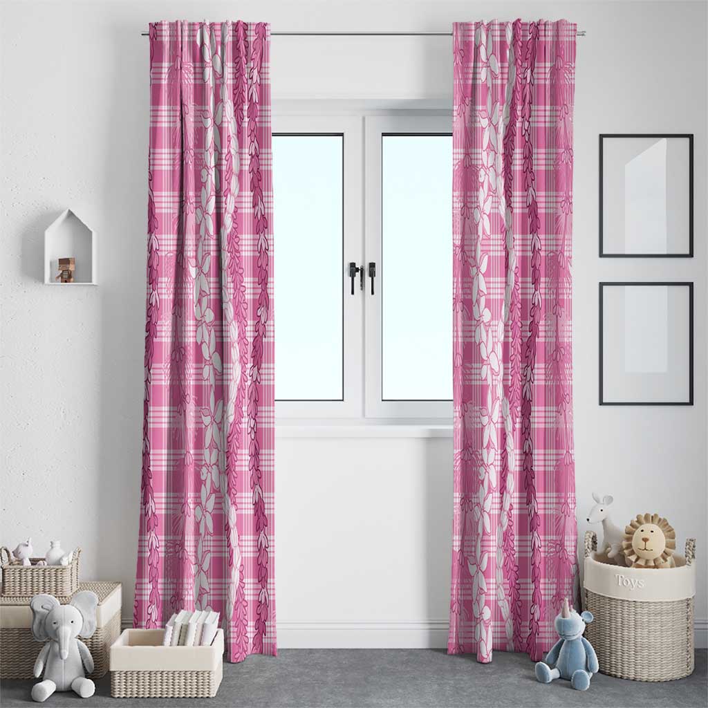 Hawaiian Ohia Lehua Lei Window Curtain Plaid Palaka Akala Pattern - Polynesian Pride