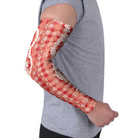 Hawaiian Ohia Lehua Lei Arm Sleeves Plaid Palaka Ulaula Pattern - Polynesian Pride