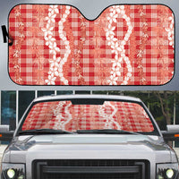 Hawaiian Ohia Lehua Lei Auto Sun Shade Plaid Palaka Ulaula Pattern LT9 Red - Polynesian Pride