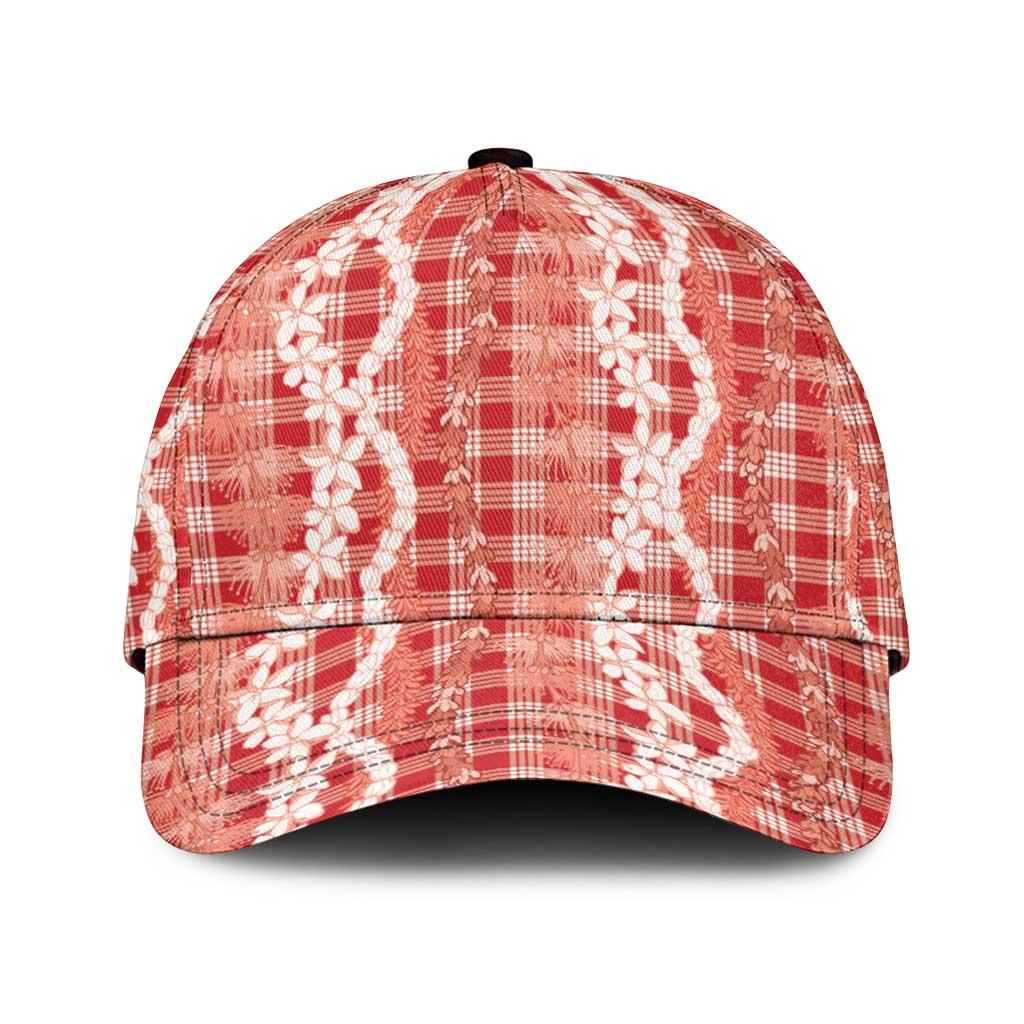 Hawaiian Ohia Lehua Lei Classic Cap Plaid Palaka Ulaula Pattern - Polynesian Pride