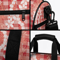 Hawaiian Ohia Lehua Lei Duffle Bag Plaid Palaka Ulaula Pattern LT9 - Polynesian Pride