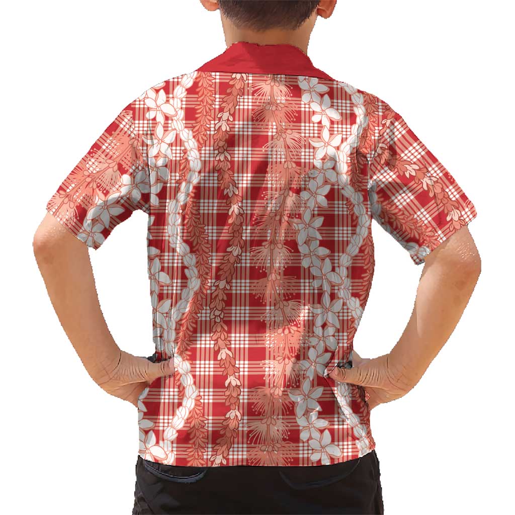 Hawaiian Ohia Lehua Lei Family Matching Summer Maxi Dress and Hawaiian Shirt Plaid Palaka Ulaula Pattern LT9 - Polynesian Pride