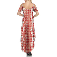 Hawaiian Ohia Lehua Lei Family Matching Summer Maxi Dress and Hawaiian Shirt Plaid Palaka Ulaula Pattern LT9 - Polynesian Pride