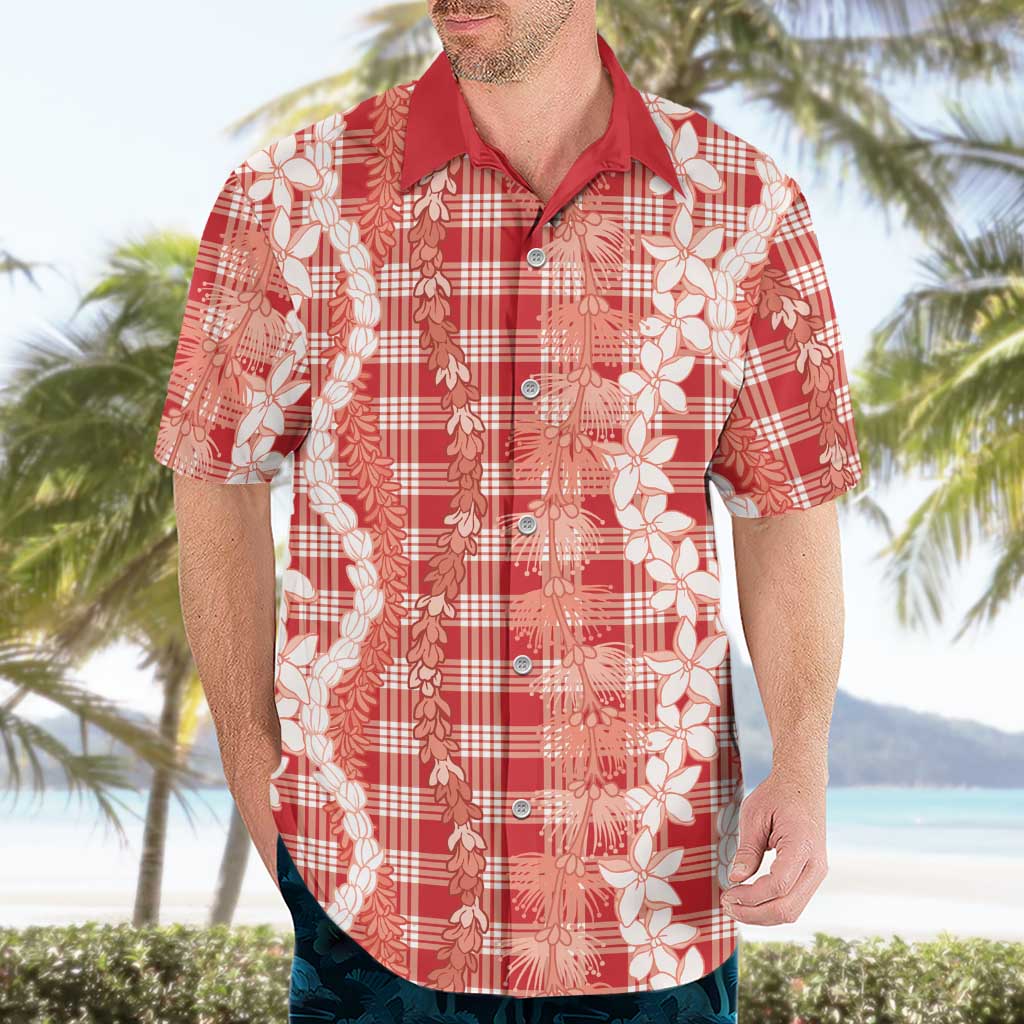 Hawaiian Ohia Lehua Lei Hawaiian Shirt Plaid Palaka Ulaula Pattern - Polynesian Pride