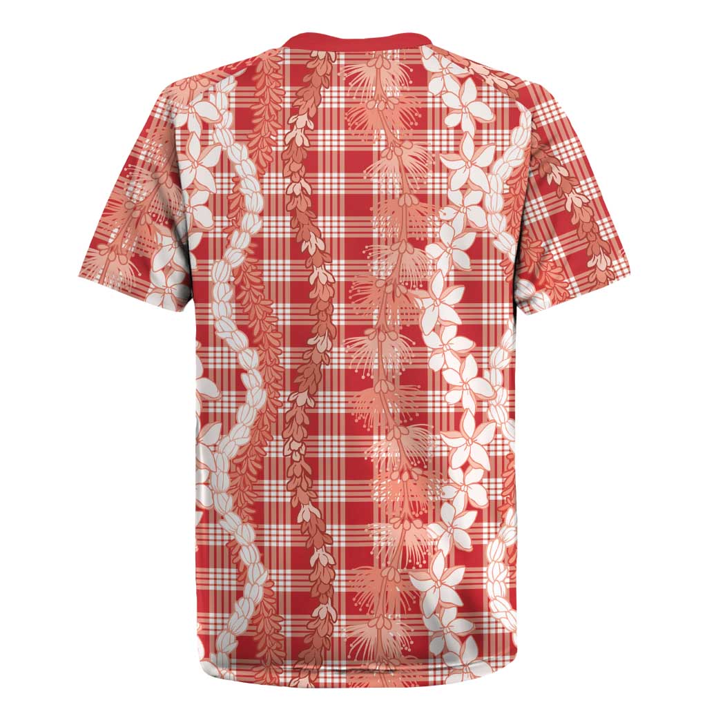 Hawaiian Ohia Lehua Lei Rugby Jersey Plaid Palaka Ulaula Pattern - Polynesian Pride