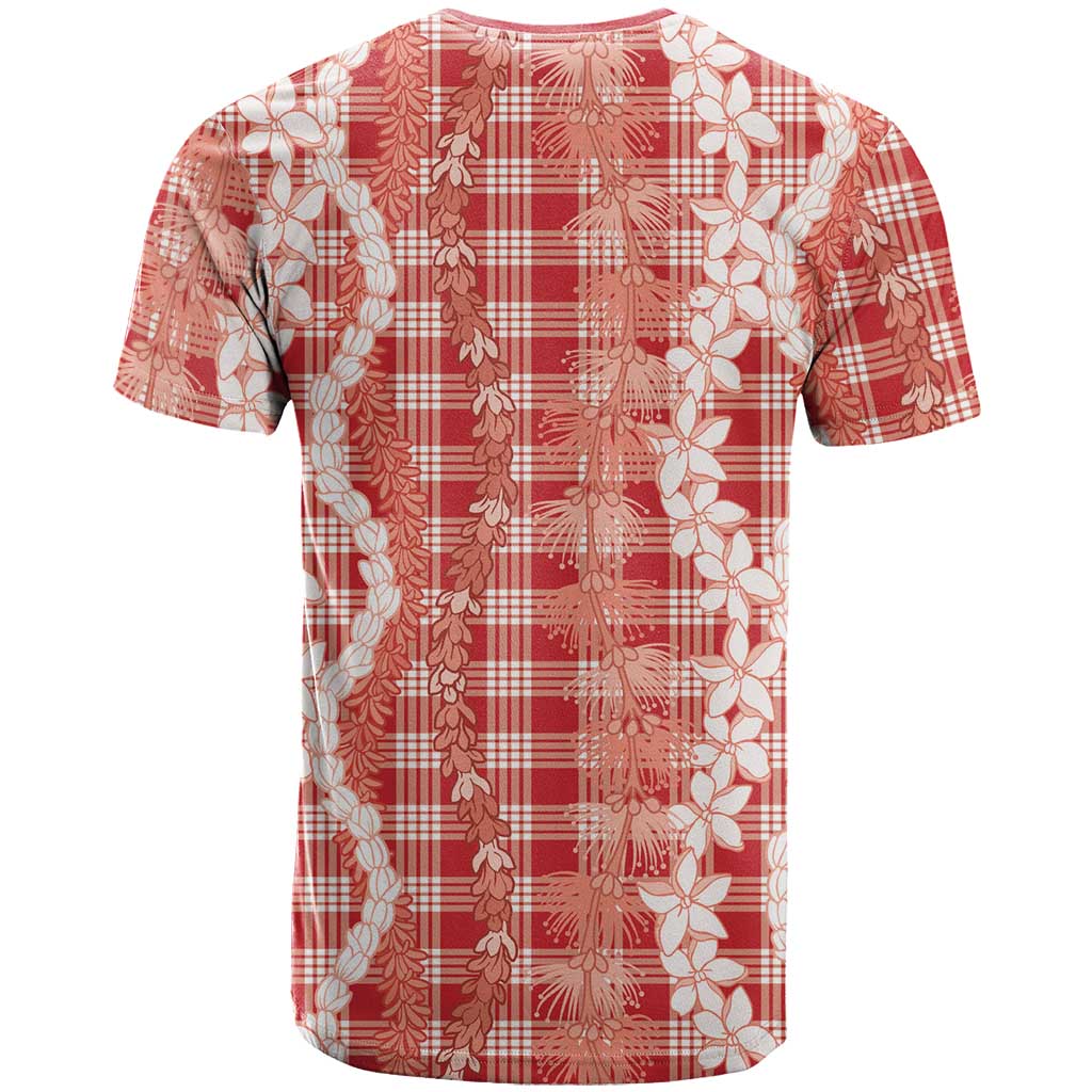Hawaiian Ohia Lehua Lei T Shirt Plaid Palaka Ulaula Pattern LT9 - Polynesian Pride