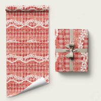 Hawaiian Ohia Lehua Lei Wrapping Paper Plaid Palaka Ulaula Pattern LT9 58" × 23" Red - Polynesian Pride