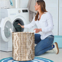 Hawaiian Ohia Lehua Lei Laundry Basket Plaid Palaka Kalaihaahaa Pattern - Polynesian Pride