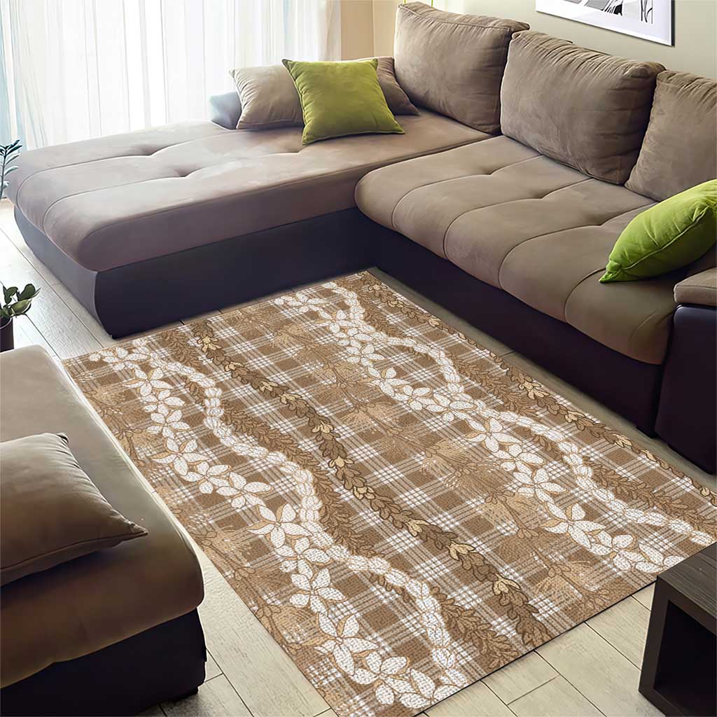 Hawaiian Ohia Lehua Lei Area Rug Plaid Palaka Kalaihaahaa Pattern - Polynesian Pride