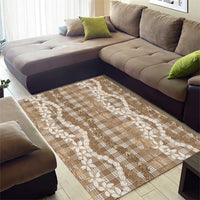Hawaiian Ohia Lehua Lei Area Rug Plaid Palaka Kalaihaahaa Pattern - Polynesian Pride