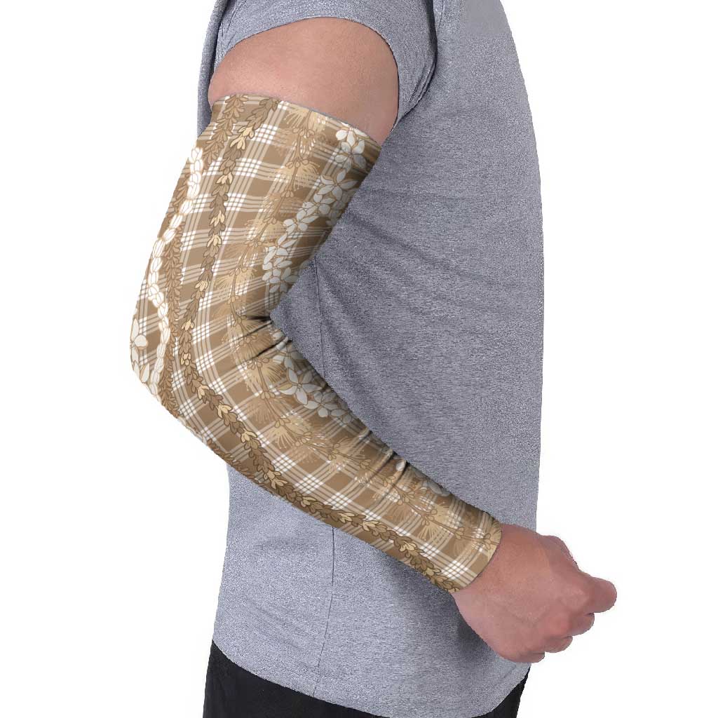 Hawaiian Ohia Lehua Lei Arm Sleeves Plaid Palaka Kalaihaahaa Pattern - Polynesian Pride