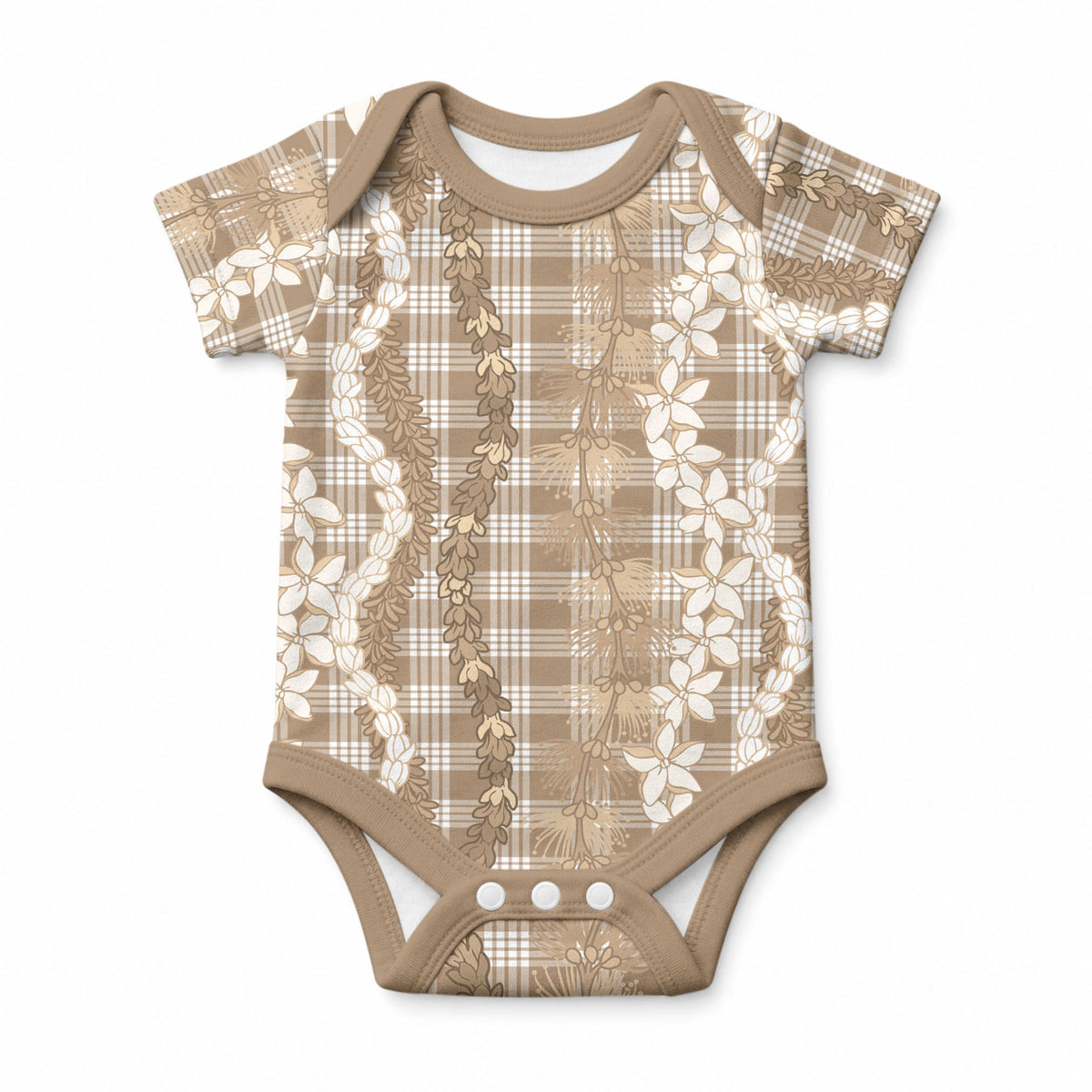 Hawaiian Ohia Lehua Lei Baby Onesie Plaid Palaka Kalaihaahaa Pattern