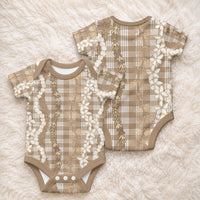 Hawaiian Ohia Lehua Lei Baby Onesie Plaid Palaka Kalaihaahaa Pattern