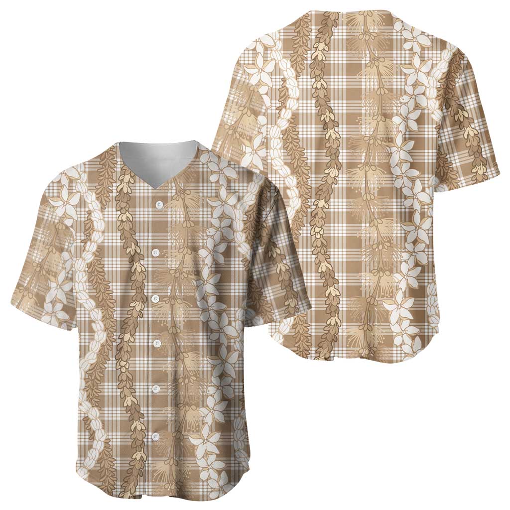 Hawaiian Ohia Lehua Lei Baseball Jersey Plaid Palaka Kalaihaahaa Pattern - Polynesian Pride