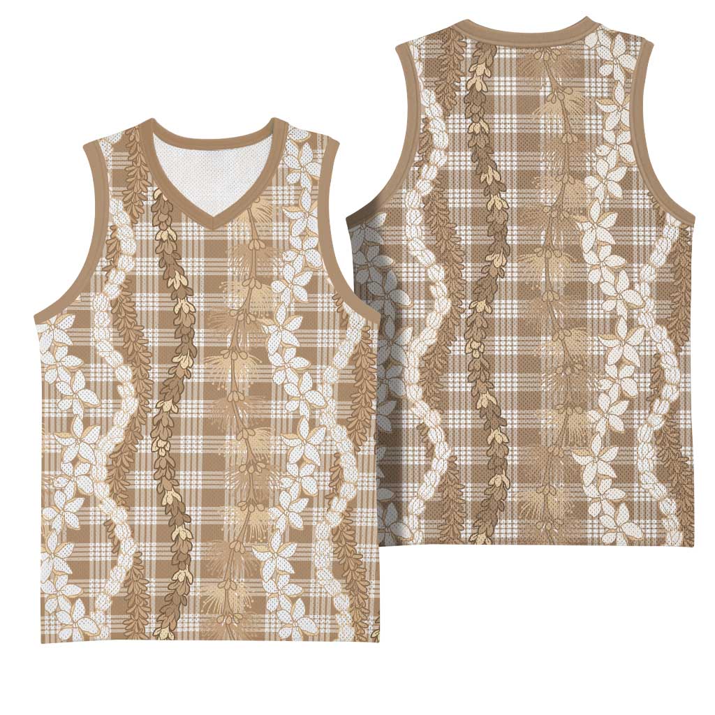 Hawaiian Ohia Lehua Lei Basketball Jersey Plaid Palaka Kalaihaahaa Pattern - Polynesian Pride
