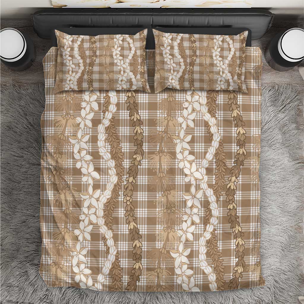Hawaiian Ohia Lehua Lei Bedding Set Plaid Palaka Kalaihaahaa Pattern - Polynesian Pride