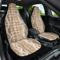 Hawaiian Ohia Lehua Lei Car Seat Cover Plaid Palaka Kalaihaahaa Pattern LT9 One Size Tan - Polynesian Pride