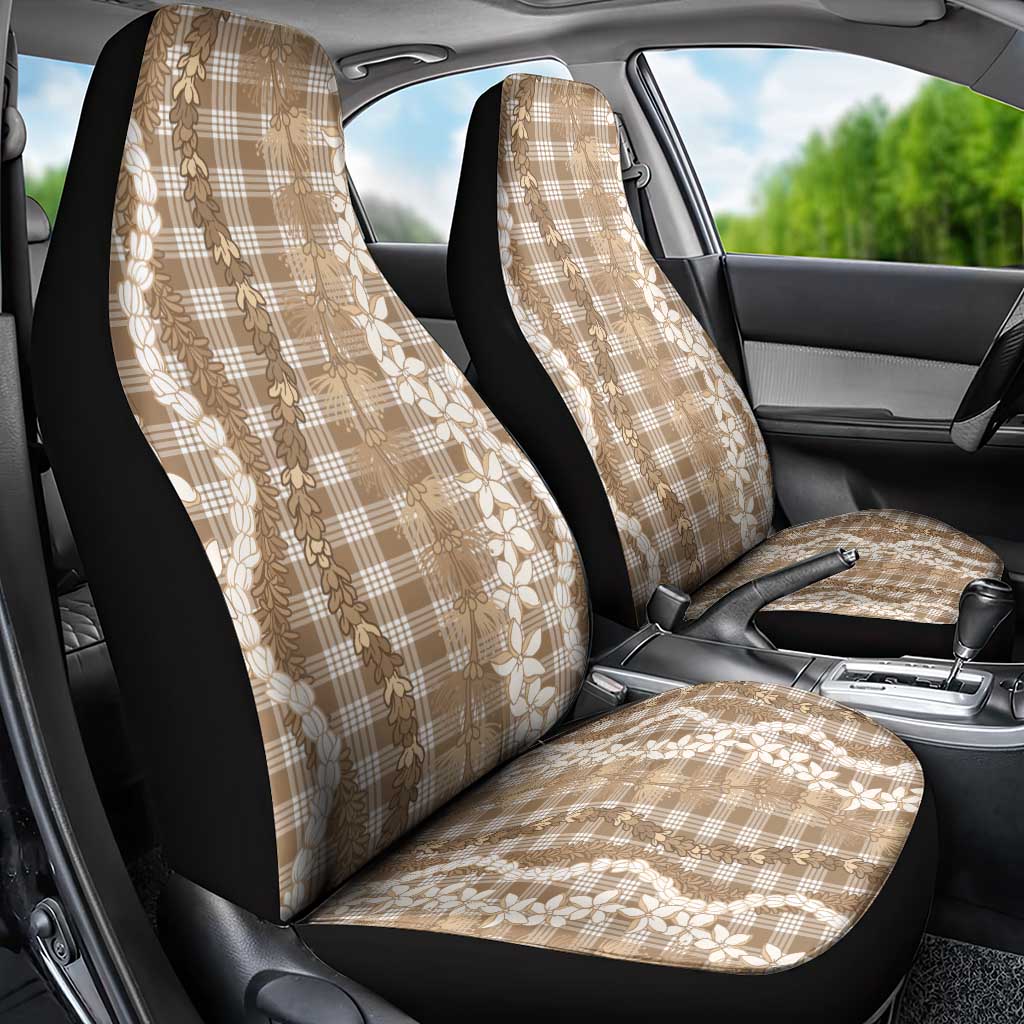 Hawaiian Ohia Lehua Lei Car Seat Cover Plaid Palaka Kalaihaahaa Pattern LT9 - Polynesian Pride