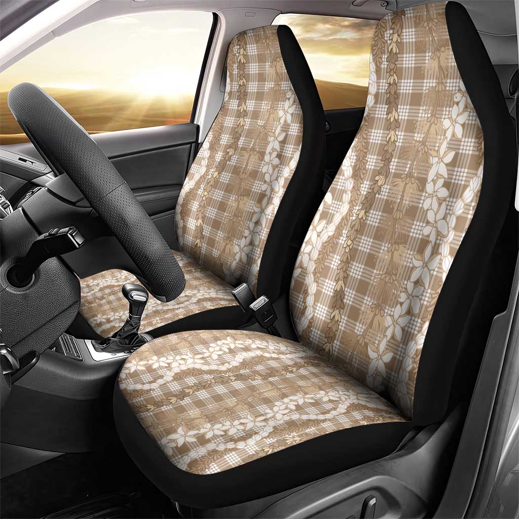 Hawaiian Ohia Lehua Lei Car Seat Cover Plaid Palaka Kalaihaahaa Pattern LT9 - Polynesian Pride