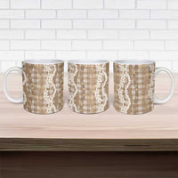 Hawaiian Ohia Lehua Lei Ceramic Mug Plaid Palaka Kalaihaahaa Pattern - Polynesian Pride